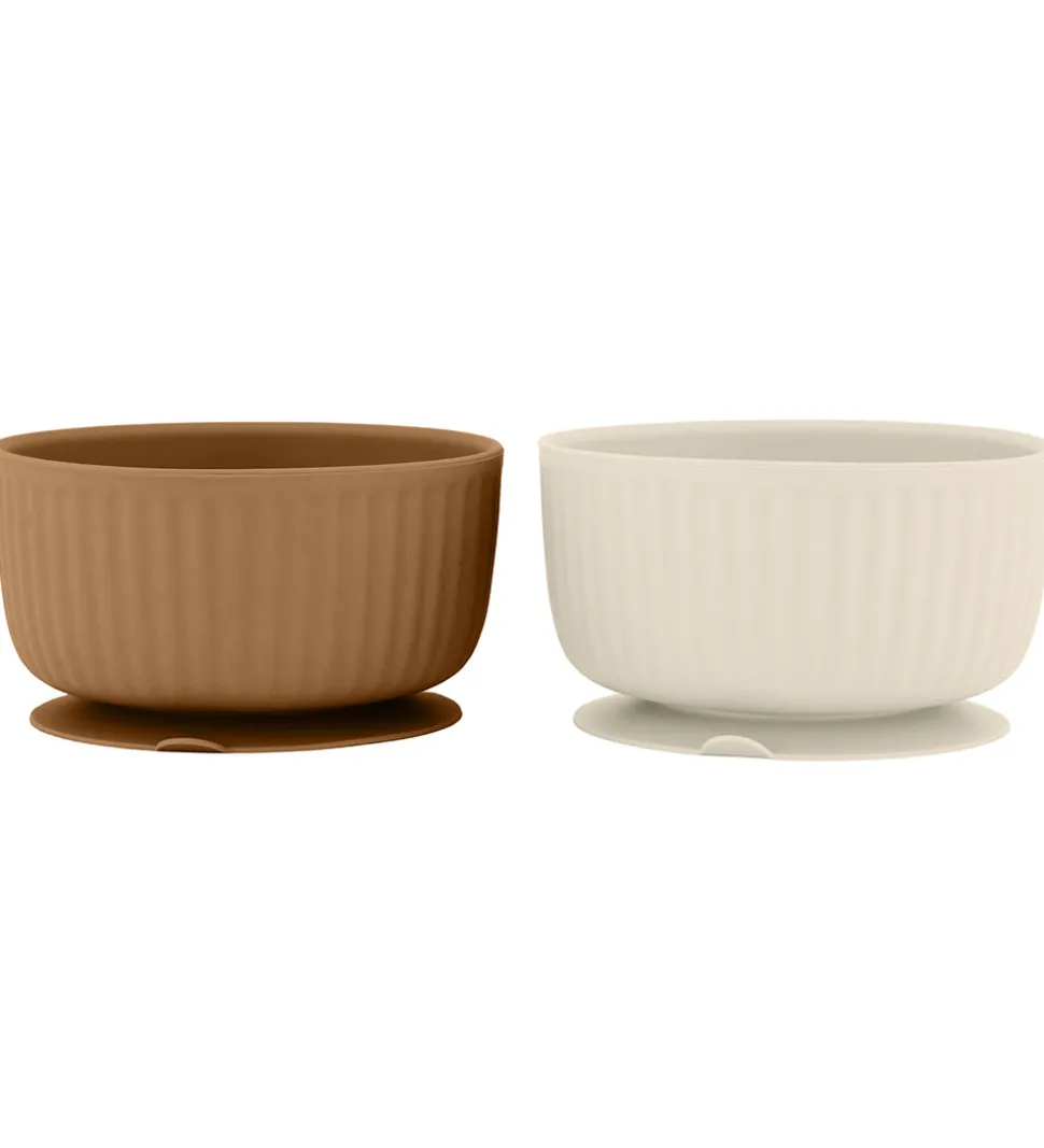 Mikk-Line Skåle - 2-pak - Silikone - White Swan/Brown Sugar