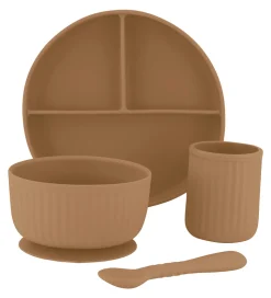 Mikk-Line Spisesæt - Silikone - 4 dele - Brown Sugar
