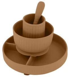 Mikk-Line Spisesæt - Silikone - 4 dele - Brown Sugar