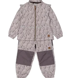 Mikk-Line Termotøj - Cloud Gray m. Blomster/Flæser