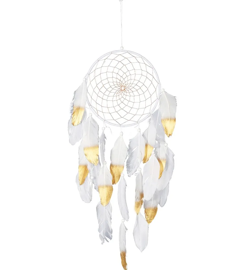 MillaVanilla Drømmefanger - Ophæng m. Fjer - Hvid/Guld