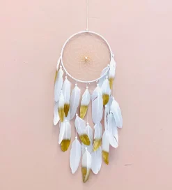 MillaVanilla Drømmefanger - Ophæng m. Fjer - Hvid/Guld