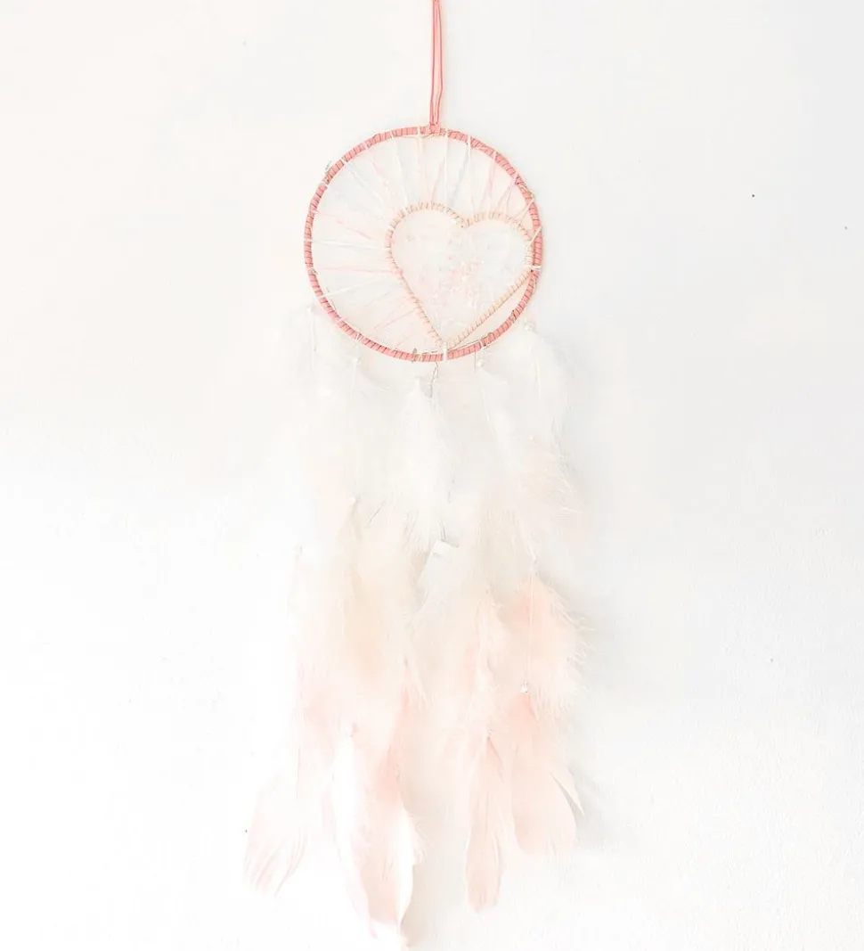 MillaVanilla Drømmefanger - Ophæng m. Fjer/LED Lys - Rosa