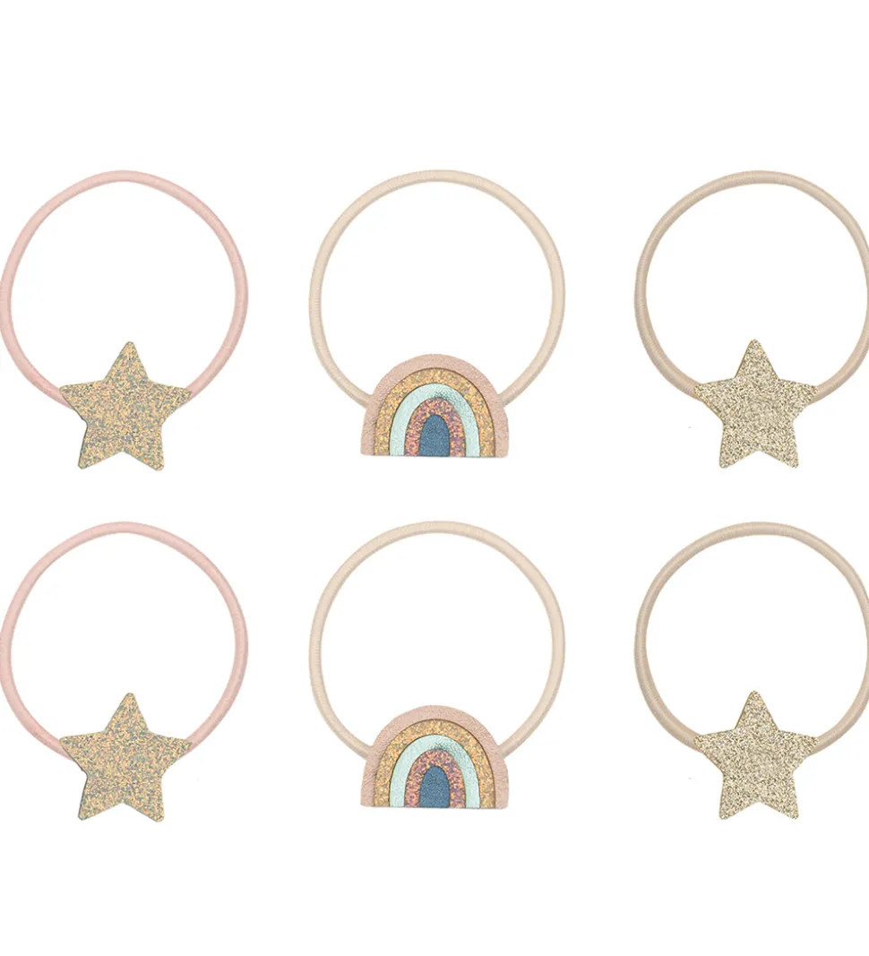 Mimi & Lula Hårelastikker - 6-pak - Rainbow & Star Celeste