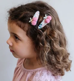 Mimi & Lula Hårspænder - 2-pak - 5 cm - Floral Pom Pom Cherries