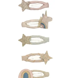 Mimi & Lula Hårspænder - 5-pak - 4 cm - Mini Unicorn Celeste