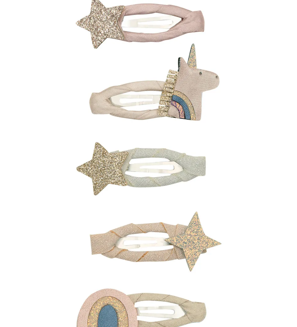 Mimi & Lula Hårspænder - 5-pak - 4 cm - Mini Unicorn Celeste