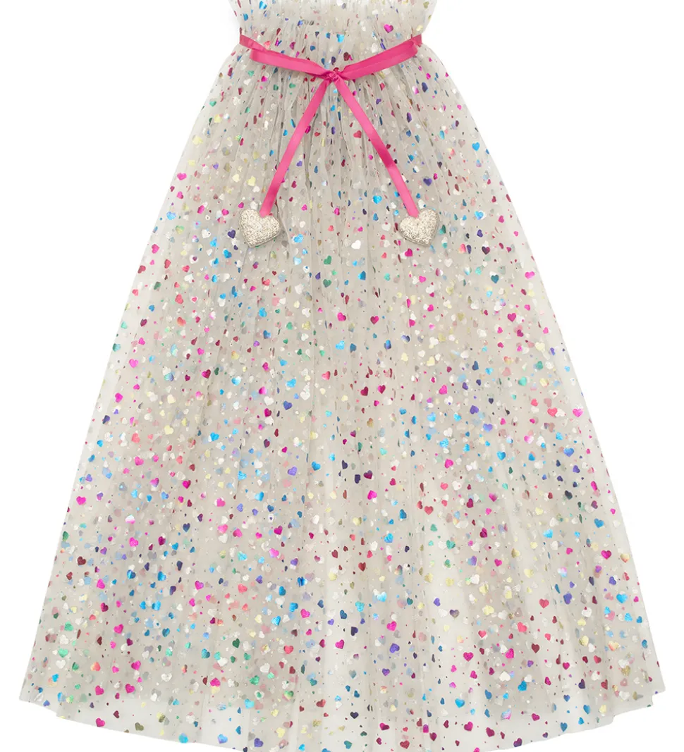 Mimi & Lula Kappe - Tyl - Beige Rainbow Hearts