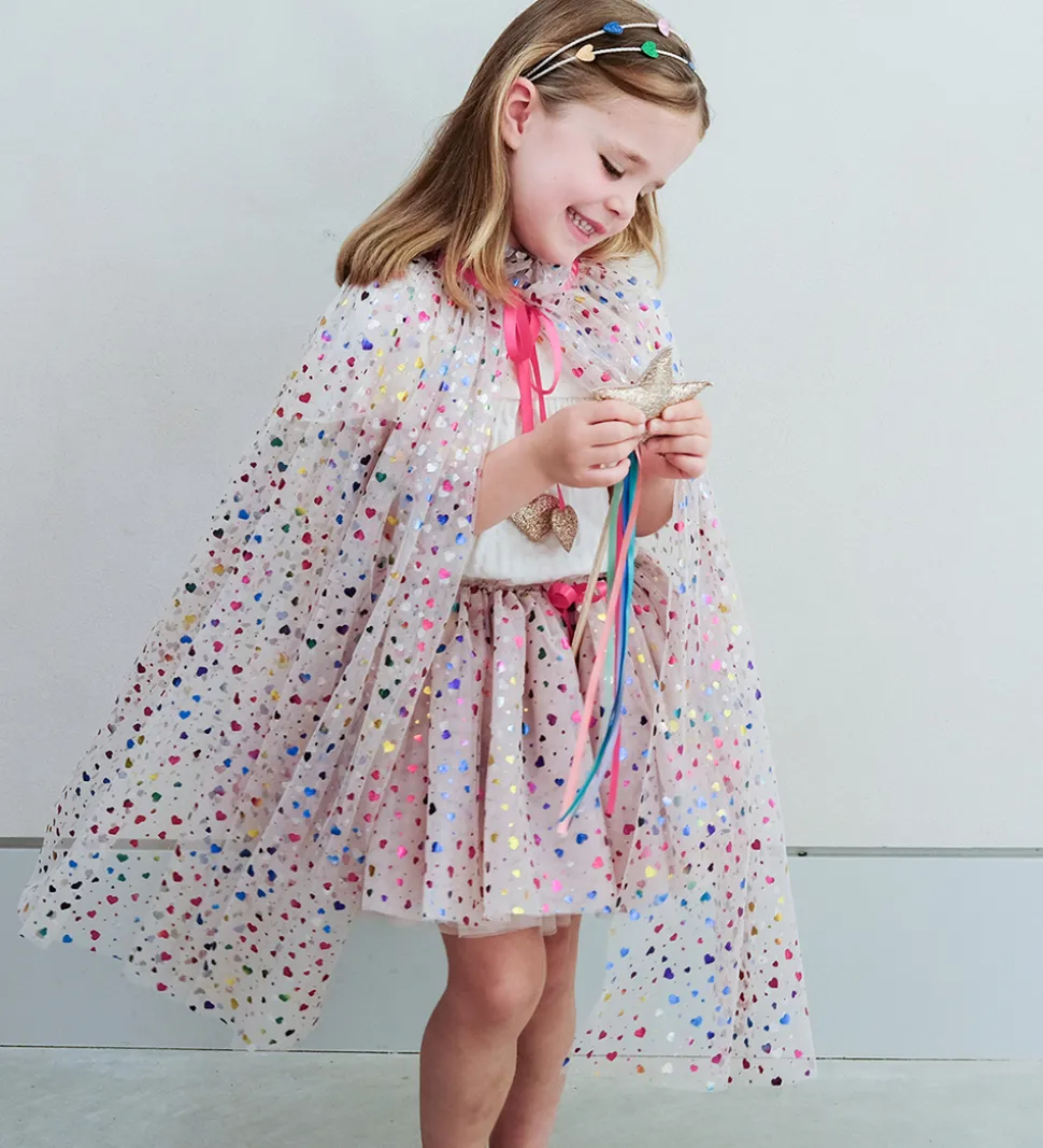 Mimi & Lula Kappe - Tyl - Beige Rainbow Hearts