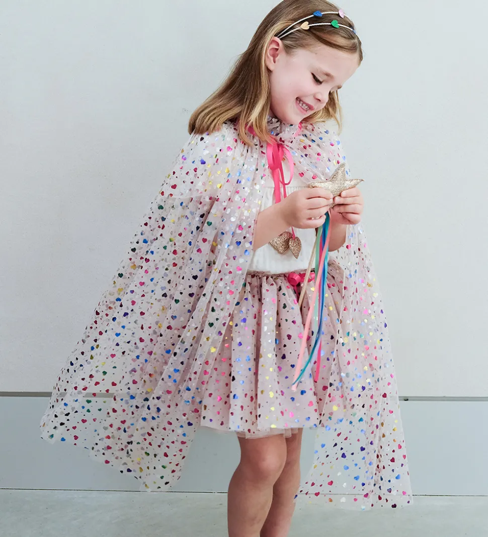 Mimi & Lula Tylskørt - Beige Rainbow Hearts