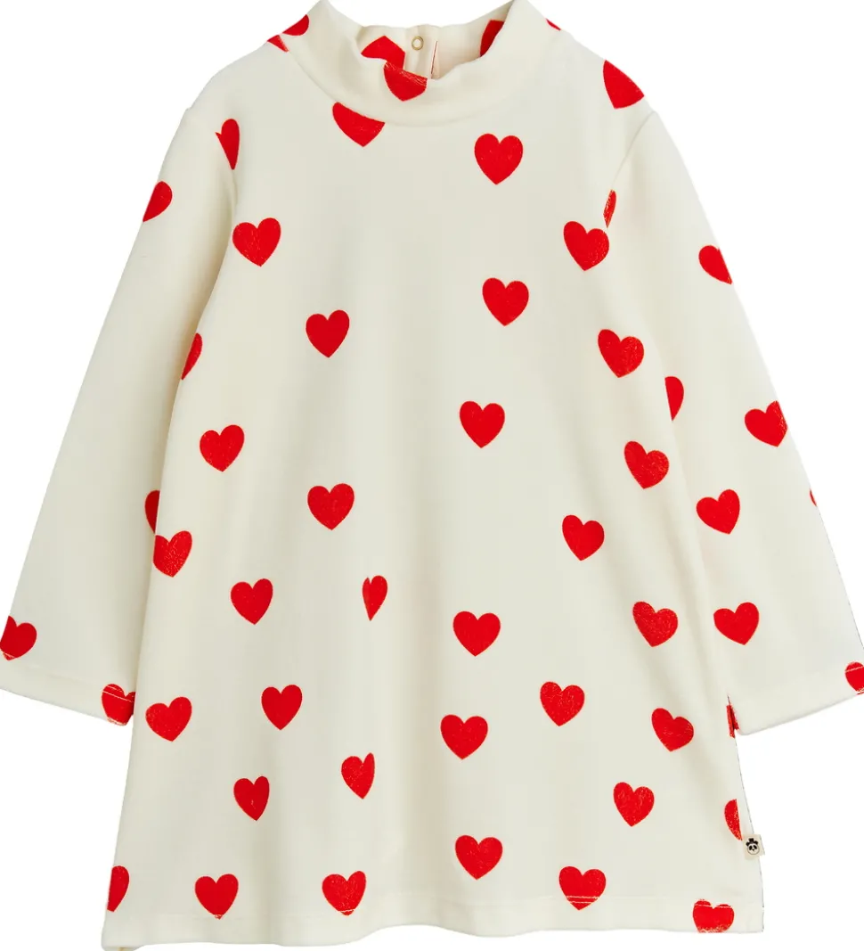 Mini Rodini Kjole - Velour - Hearts - Hvid