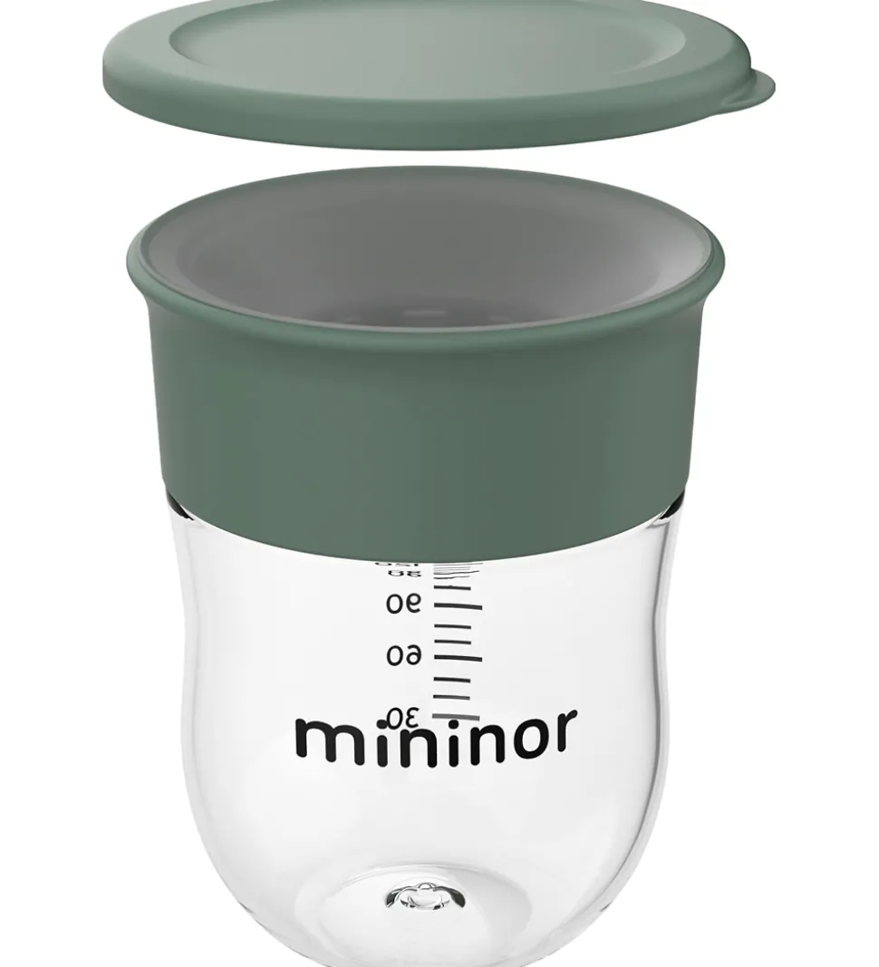 Mininor Træningskop m. Låg - Training - 220 ml - Pilegrøn
