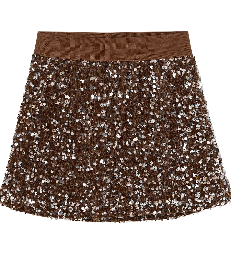 Minymo Nederdel - Velour - Woodrose m. Pailletter