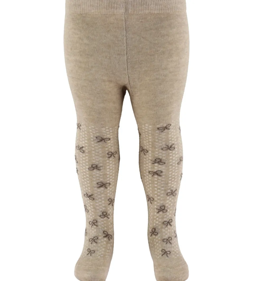 Minymo Strømpebukser - 2-pak - Shell/beige m. Sløjfer