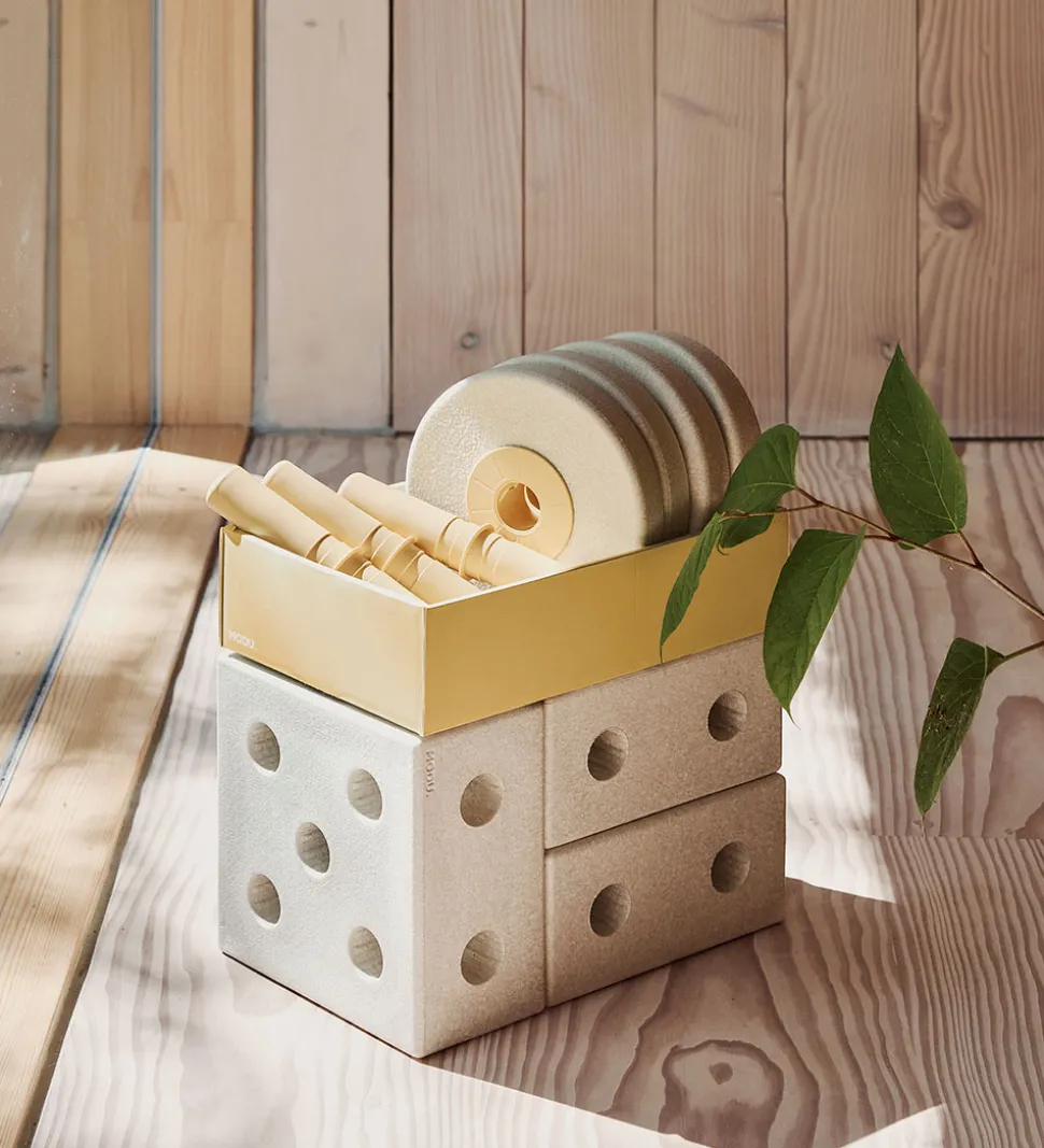 MODU Gåvogn 3-i-1 - 48x27x44 cm - Sand Grey/Honey Yellow