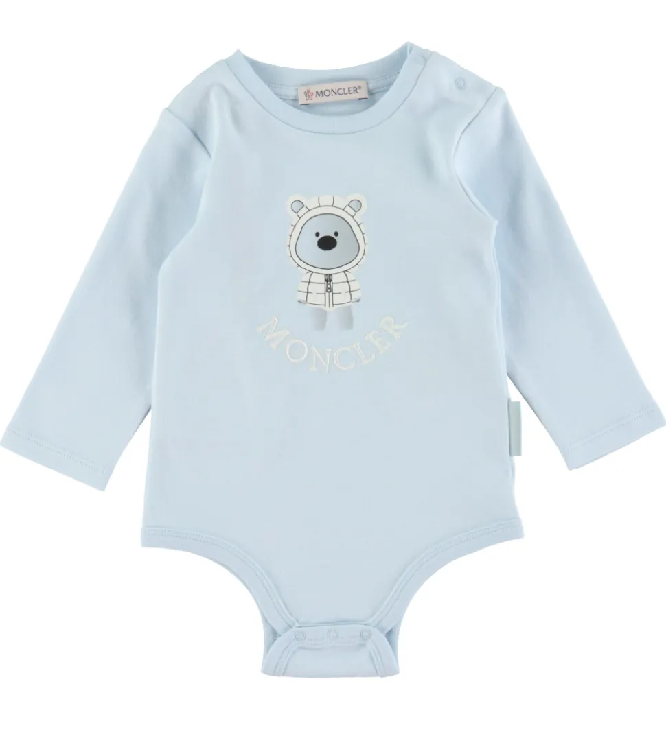 Moncler Sæt - Hue/Savlesmæk/Body l/æ - Lyseblå m. Bamse