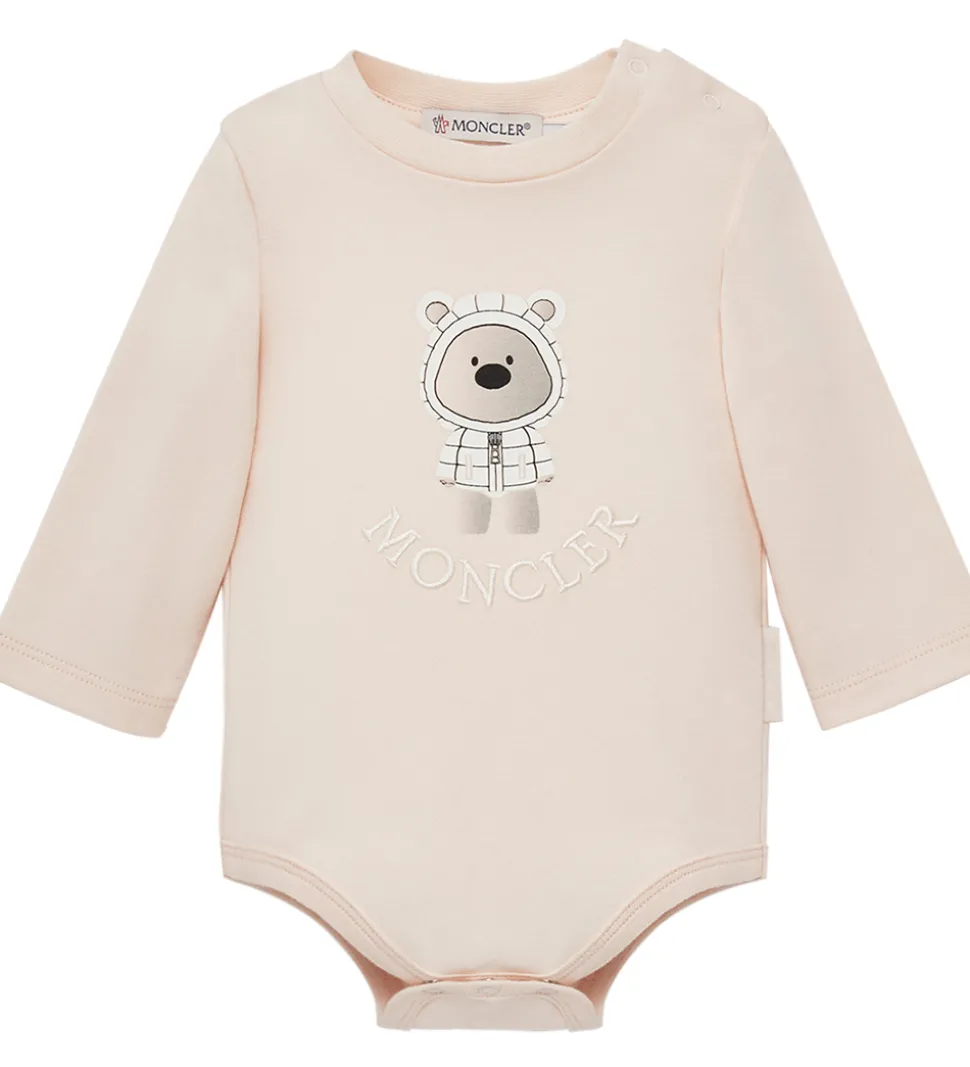 Moncler Sæt - Hue/Savlesmæk/Body l/æ - Light Pink m. Bamse