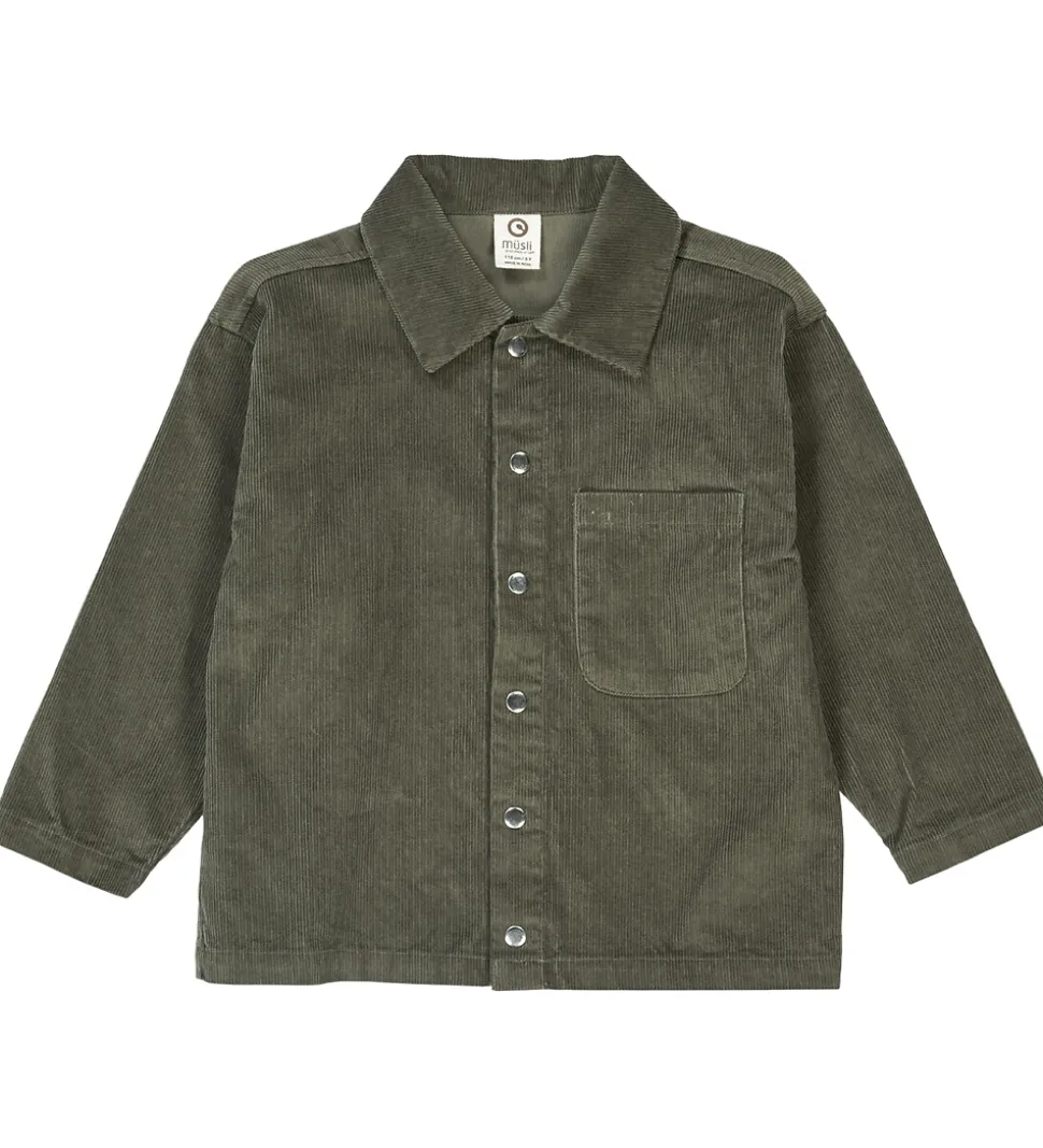 Müsli Skjorte - Fløjl - Deep Green