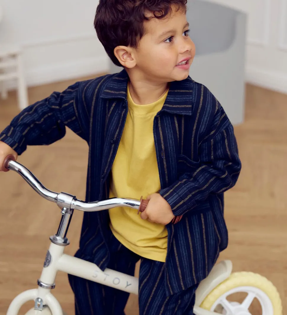 Müsli Skjorte - Stripe - Night Blue/Moss/Stormy Blue