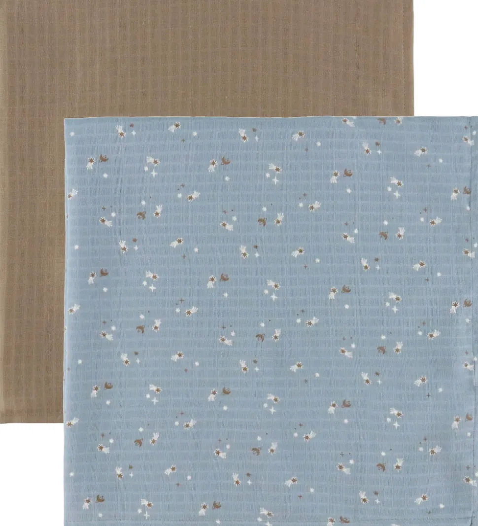 Müsli Stofbleer - 2-pak - 75x75 - Stars - Jasmin Blue/Balsam Cre