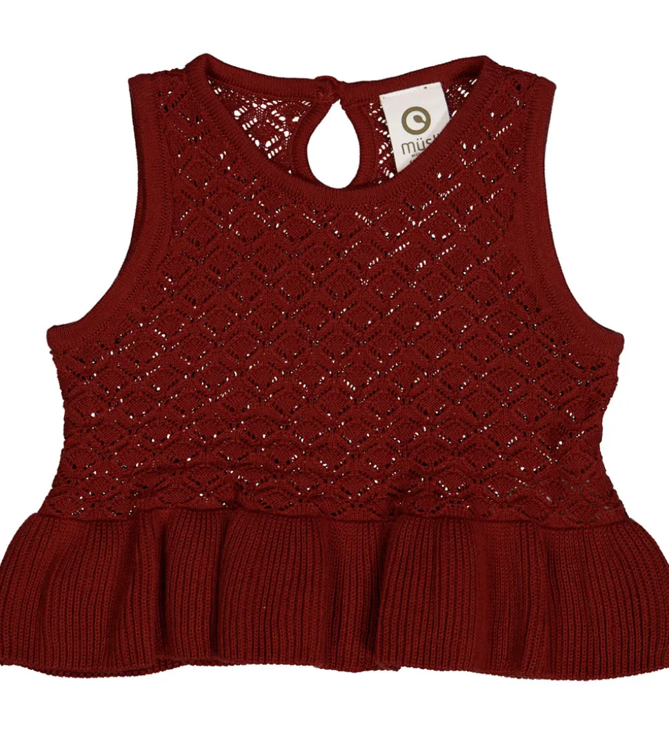 Müsli Vest - Knit Scallop - Russet m. Hulmønster