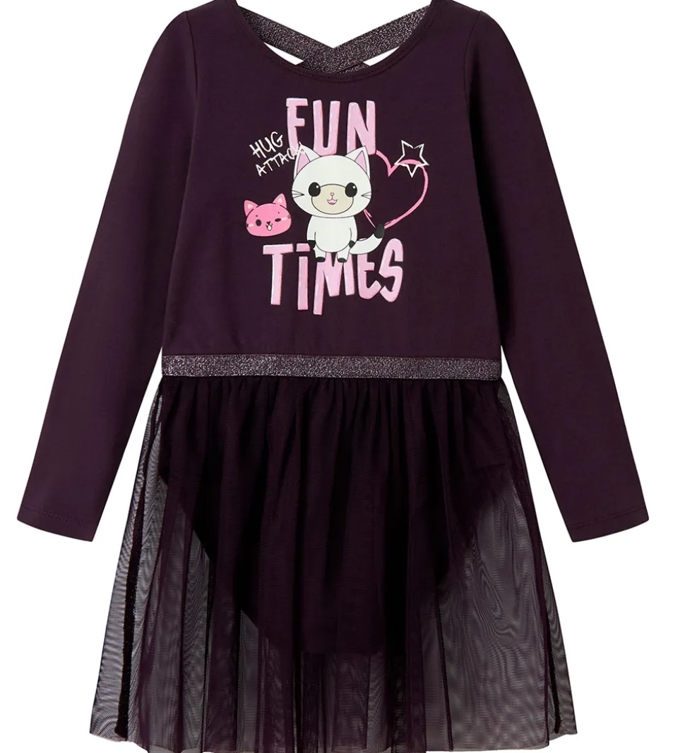 Name It Gymnastikdragt - NmfJustine - Plum Perfect m. Katte