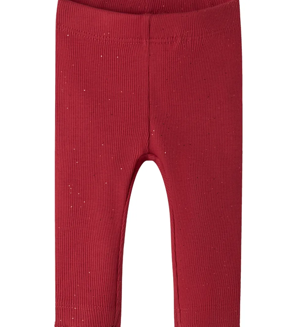 Name It Leggings - Rib - NbfRosally - Jester Red m. Glimmer