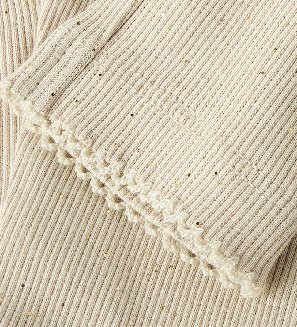 Name It Leggings - Rib - NbfRosally - Cement m. Glimmer