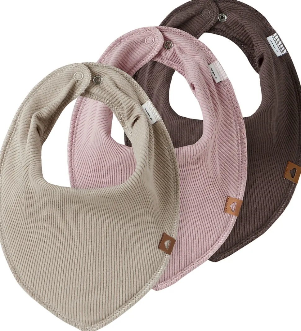 Name It Savlesmække - 3-pak - Rib - NbfYvette - Rosa/Beige/Brun