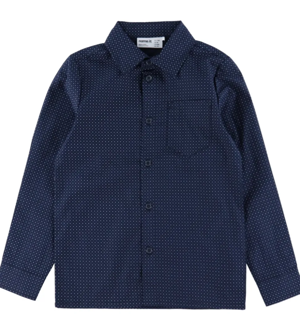 Name It Skjorte - NkmVilfred - Navy Blazer/Dot Kentucky Blue