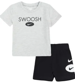 Nike Shortssæt - T-shirt/Shorts - Swoosh - Sort/Grå