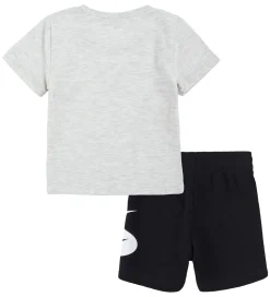 Nike Shortssæt - T-shirt/Shorts - Swoosh - Sort/Grå