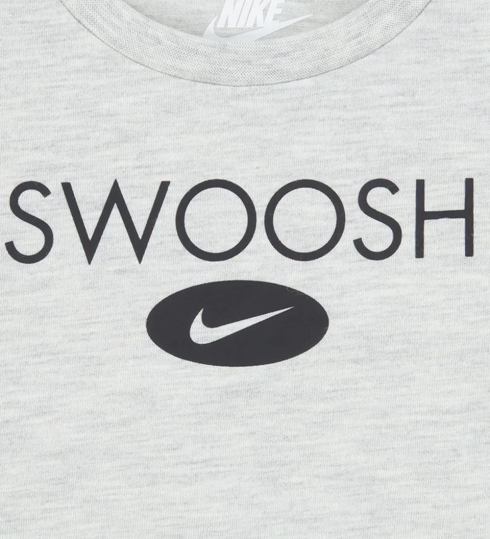 Nike Shortssæt - T-shirt/Shorts - Swoosh - Sort/Grå