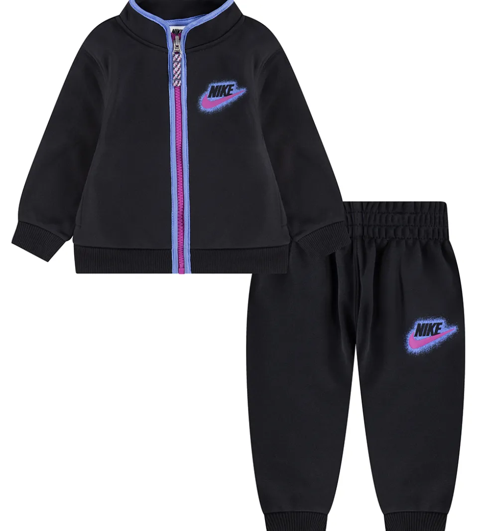 Nike Træningssæt - Cardigan/Bukser - Sort/Lilla