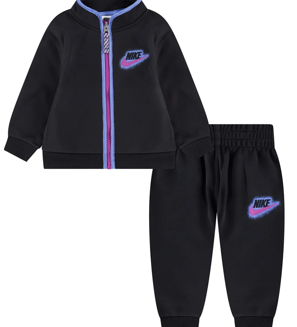 Nike Træningssæt - Cardigan/Bukser - Sort/Lilla