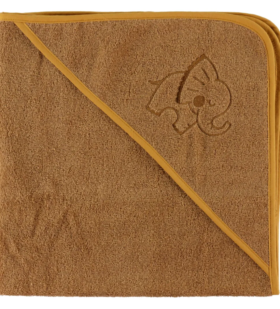 Nørgaard Madsens Babyhåndklæde - 80x80 cm - Karamel m. Elefant