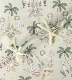 Nørgaard Madsens Sengetøj - Baby - Natur m. Palmer/Løver/Zebraer