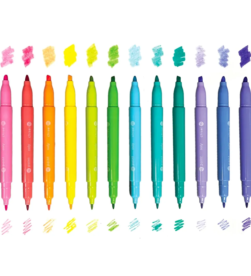 Ooly Dobbeltsidede Tuscher - Pastel Hues - 12 stk