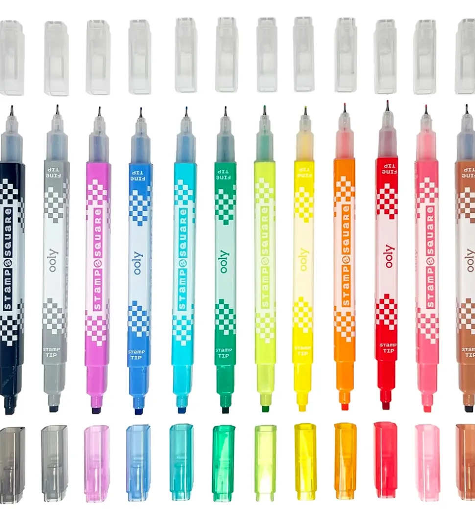 Ooly Dobbeltsidede Tuscher - Stamp a Square - 12 stk