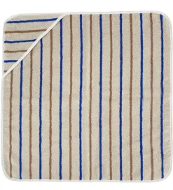 OYOY Babyhåndklæde - 100x100 cm - Raita - Karamel/Optic Blue