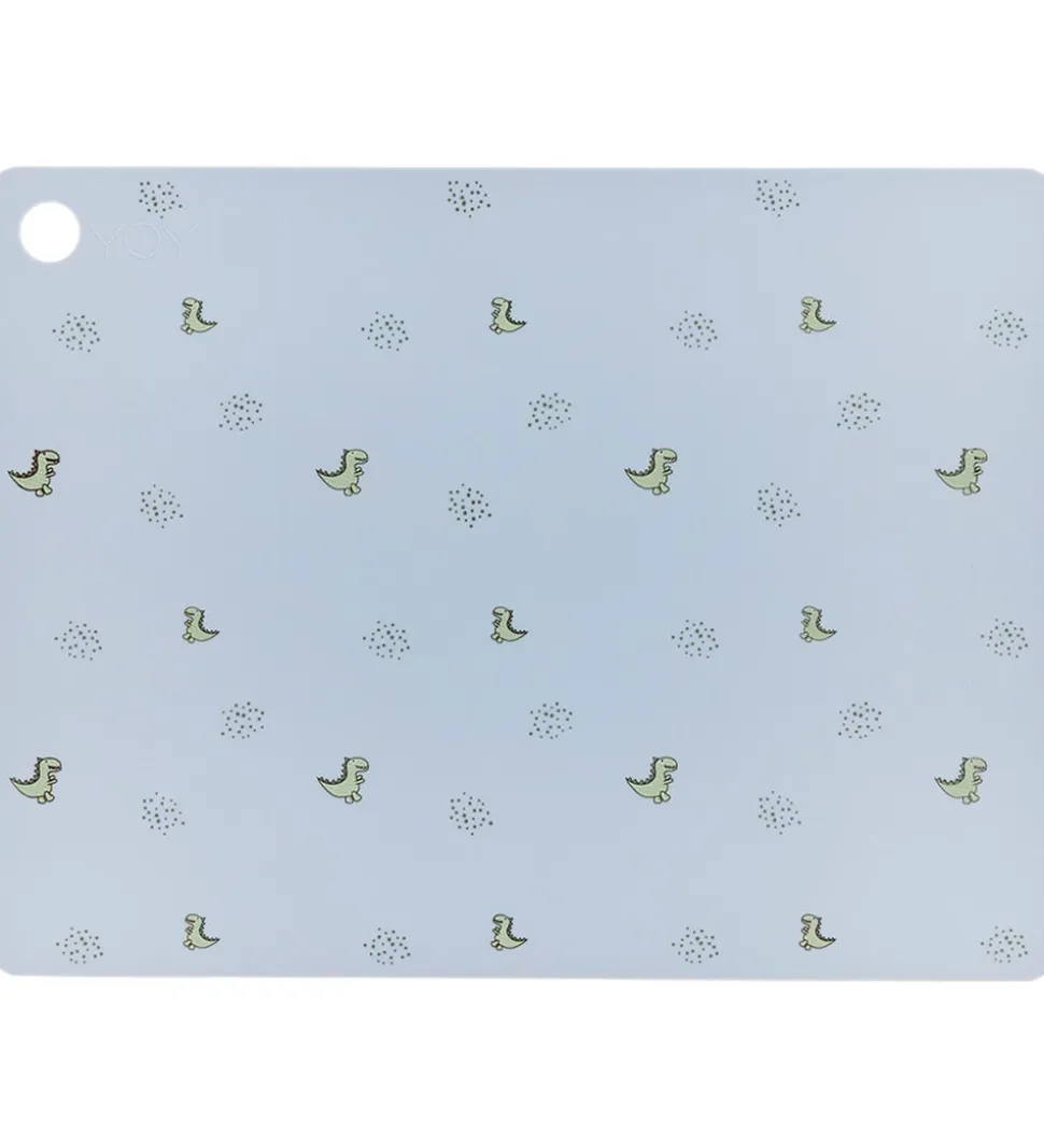 OYOY Dækkeserviet - Silikone - Theo Dino - Pale Blue