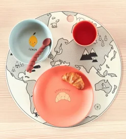 OYOY Dækkeserviet - Silikone - The World - Ice Blue