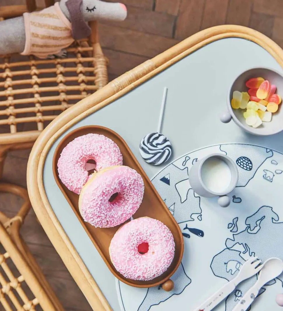 OYOY Dækkeserviet - Silikone - The World - Ice Blue