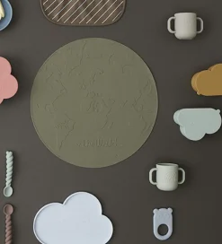 OYOY Dækkeserviet - Silikone - The World - Olive