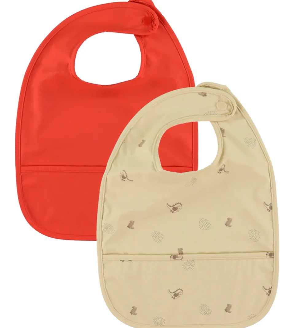 OYOY Hagesmække - 2-pak - PU - Dino - Butter/Cherry Red