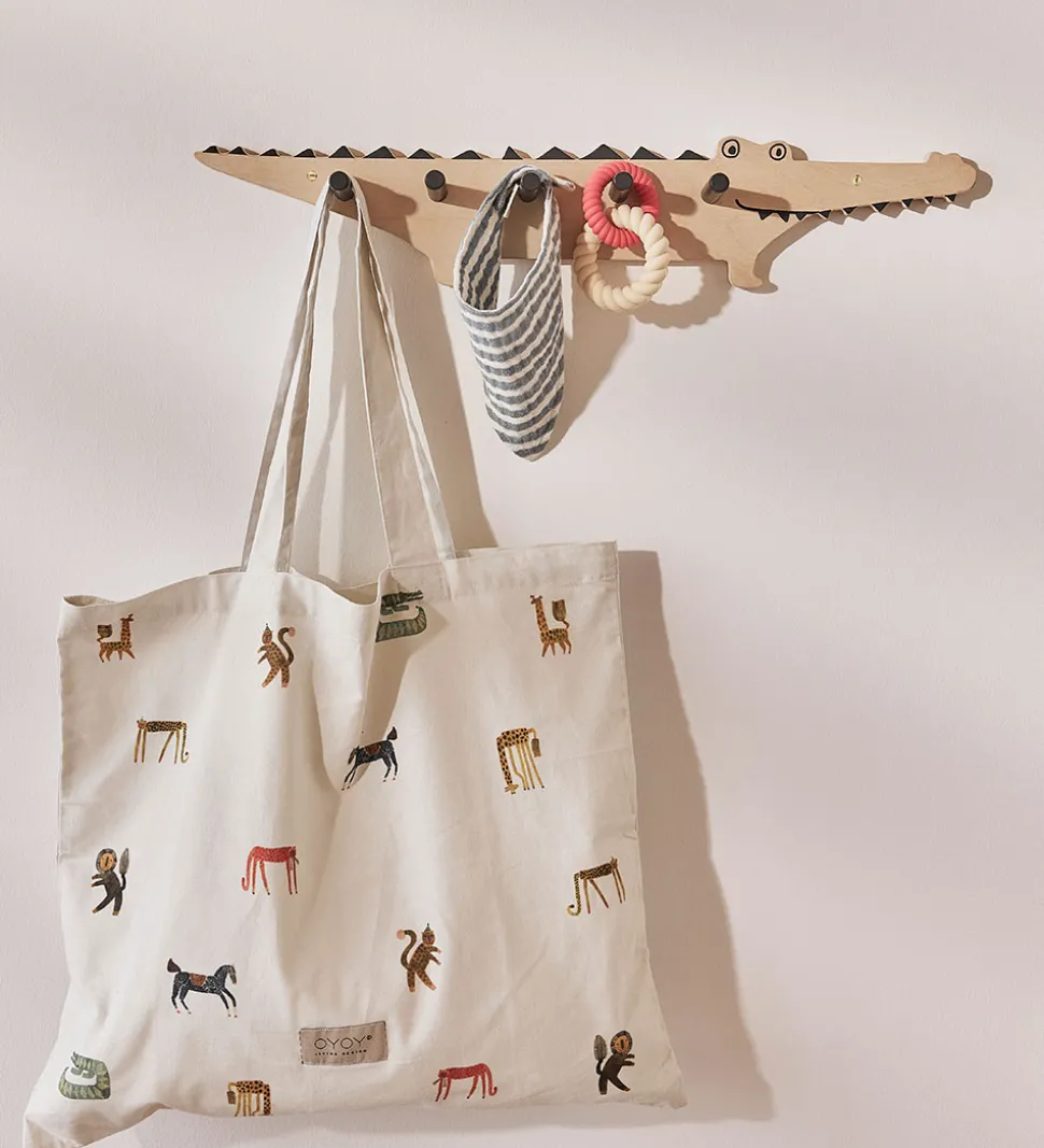 OYOY Knagerække - Træ - 60x7,5x12 cm - Krokodille - Nature