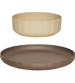 OYOY Spisesæt - Bioplast - 2 dele - Pullo - Taupe/Vanilla