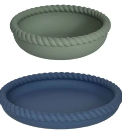OYOY Spisesæt - Silikone - 2 dele - Mellow - Blue/Olive