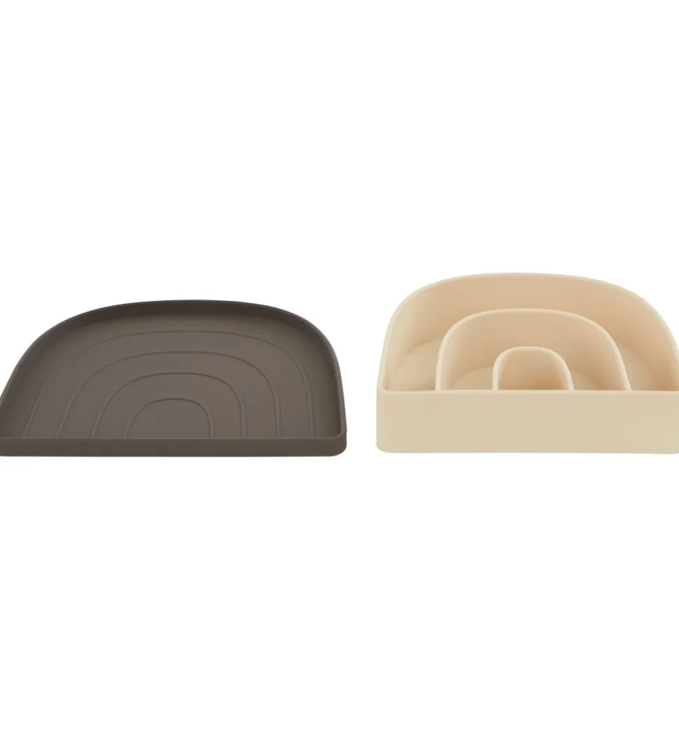 OYOY Tallerken & Skål - Silikone - Rainbow - Choko/Vanilla