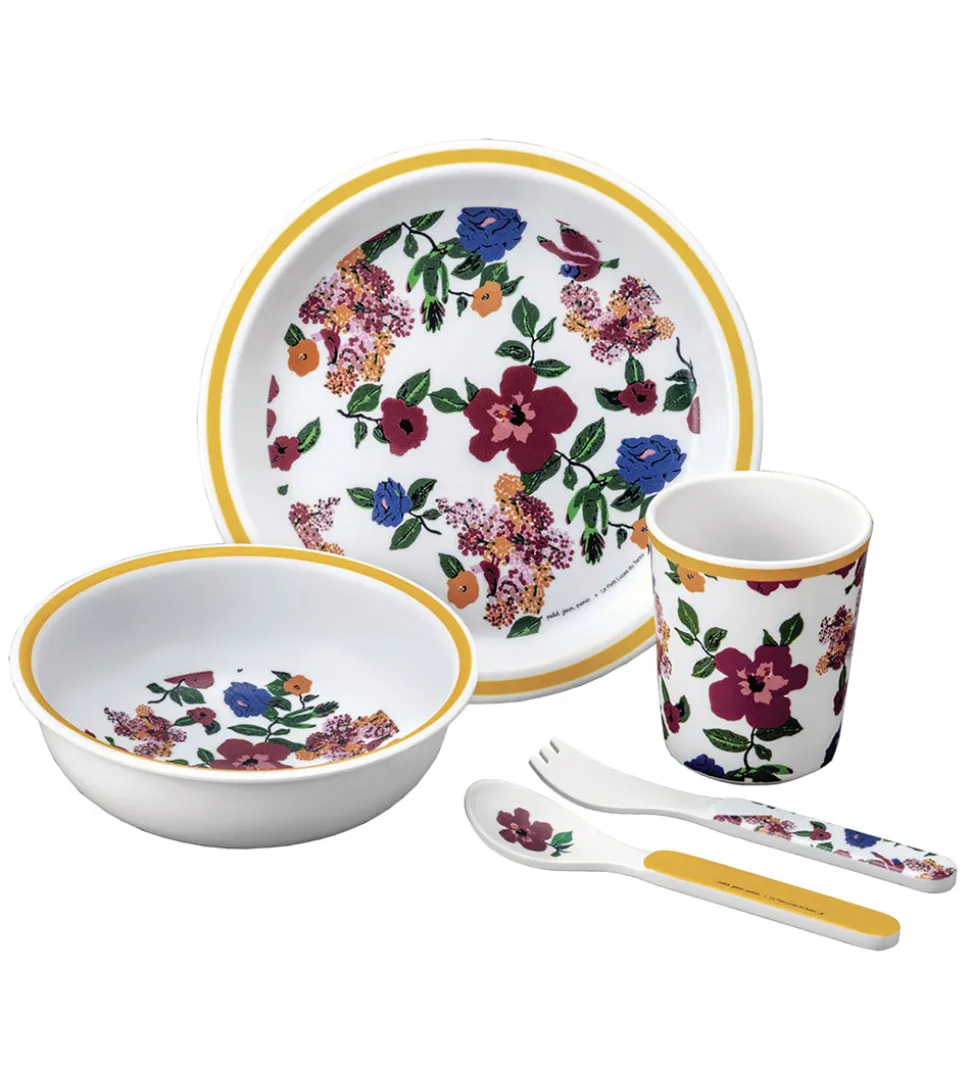 Petit Jour Paris Spisesæt - 5 Dele - Melamin - Blomster